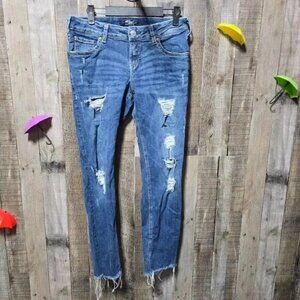 Silver Jeans Sam Ripped Raw Hem Skinny Jeans